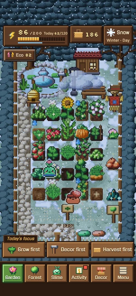 The garden in winter snow